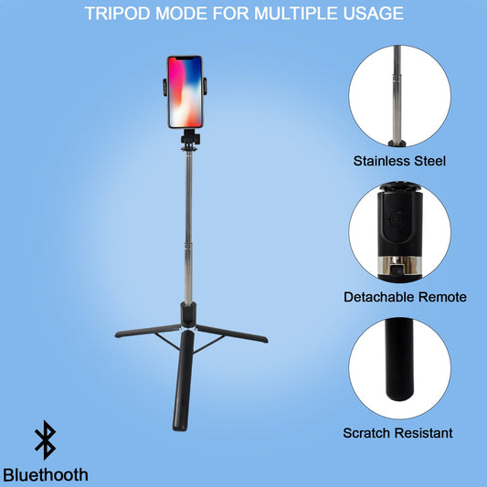 Selfie Stick With Tripod Stand (1 Pc 160 Cm Long Approx)