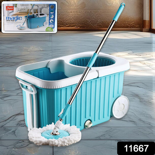 Apex Magic 360 Spin Mop Cleaning System With Stainless Steel Spinner